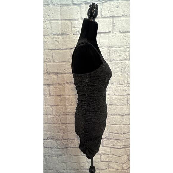 New in the Black Sparkly Bodycon Rouched Mini Dress Small - Picture 6 of 8